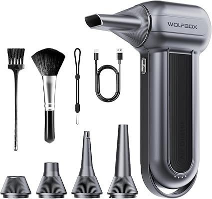 WOLFBOX MF100 Electric Air Duster-150000RPM Super Power Cordless Air Duster, Rechargeable Brushless