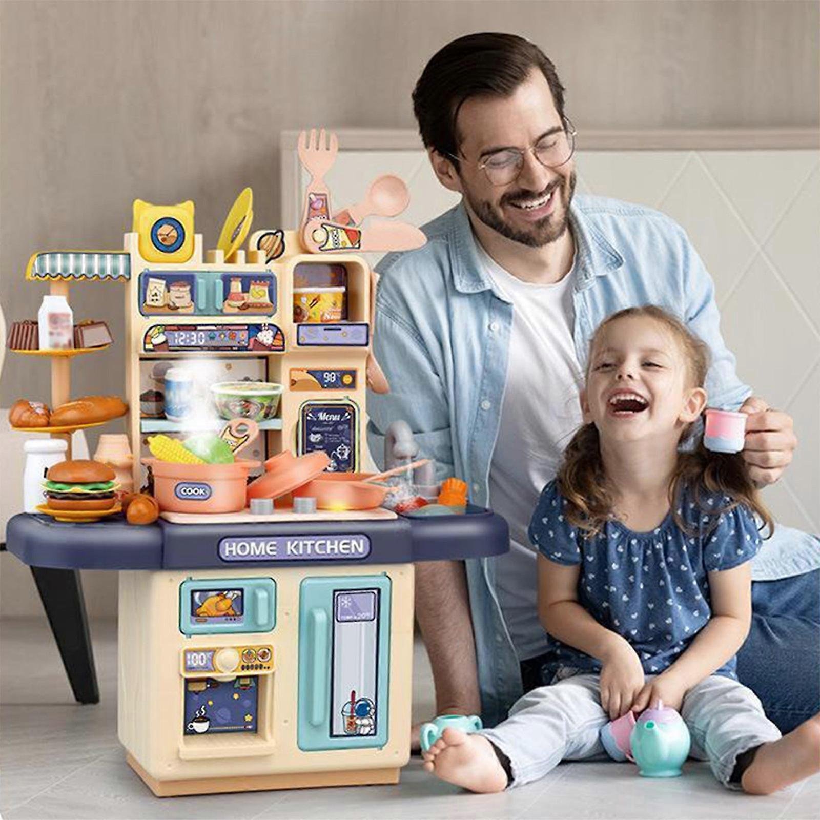 Kitchen Play Set With Accessories- Mini Kitchen Set With Realistic Light Sound - Indoor Games Kitche